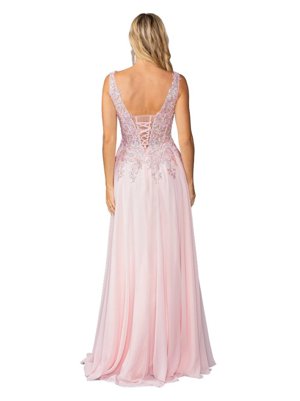NEW BLUSH Embroidered Prom Gown Floor Length Formal Elegant Stunning 4446